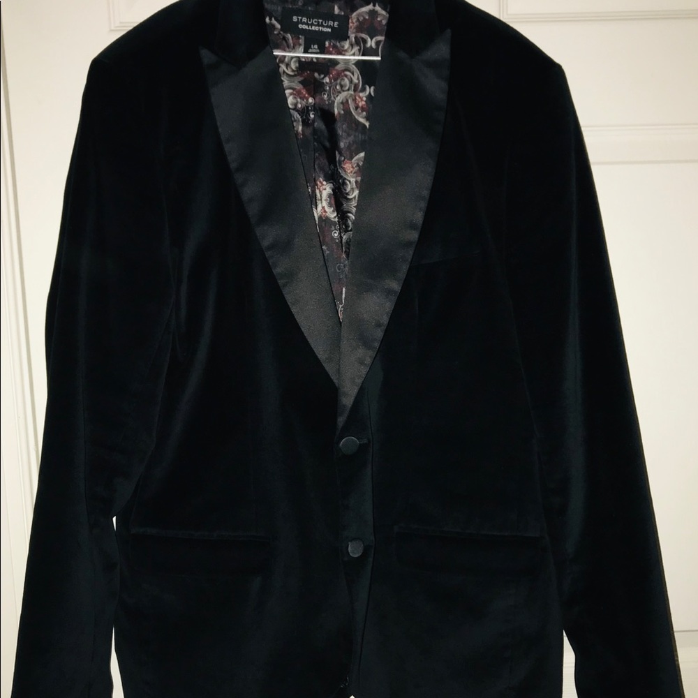 🖤 Structure Men Black Velvet Blazer L, Sold as is - Picture 3 of 7